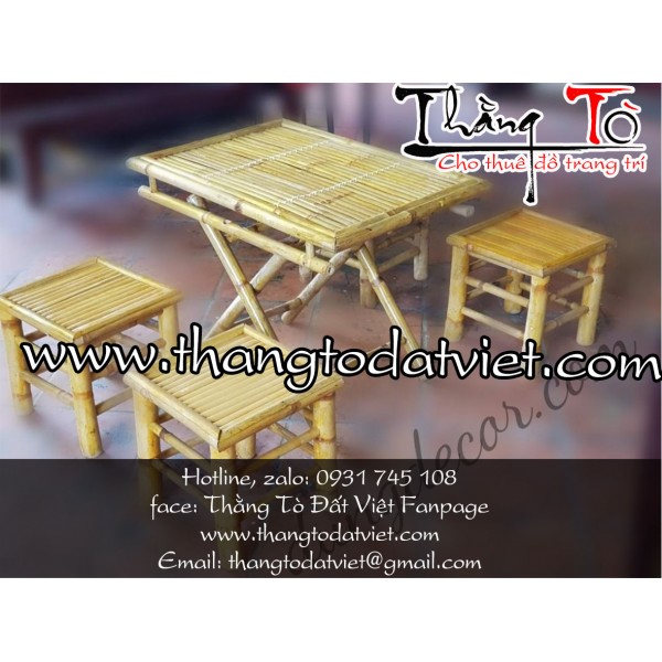 cho thuê bàn ghế tre 5